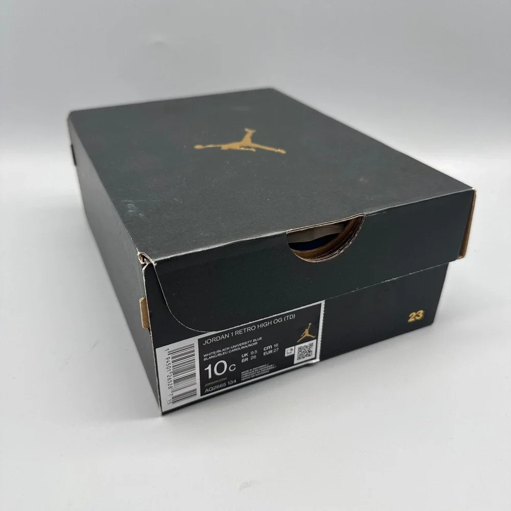 Jordan 1 Retro High OG Toddler‎ 10C University Blue White Black AQ2665-134 EUC